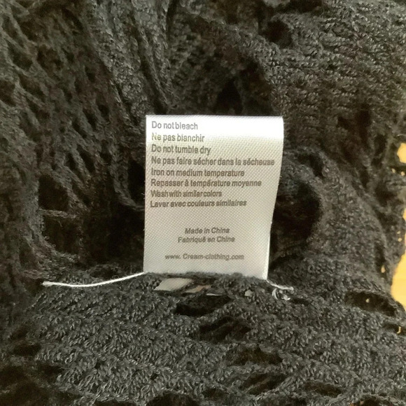 CREAM Black Mesh Fringed Lace Coverup OS - Picture 14 of 15